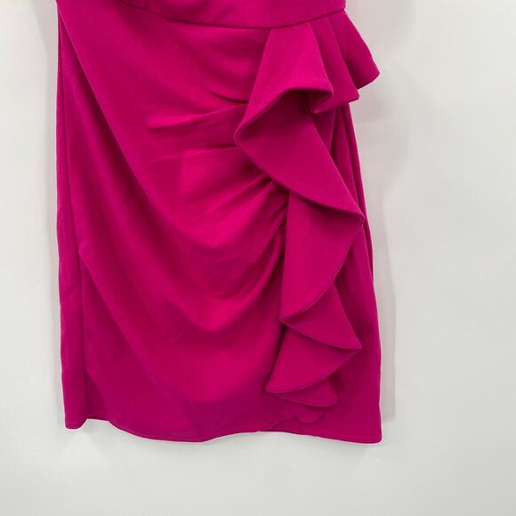Hello Molly Backstage Passes One Shoulder Ruffled Mini Dress Magenta Womens 2 - Picture 4 of 10
